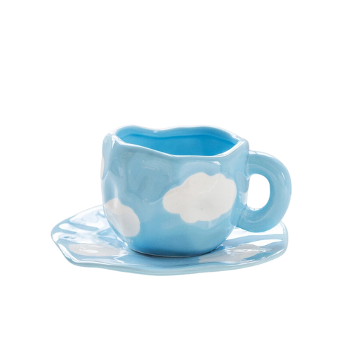 Light Blue Sky Cloud Coffee Cup and Saucer – 350ml