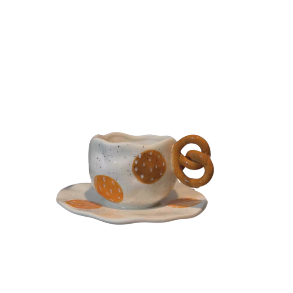 Pretzel Design Mug with Saucer Set 300ml